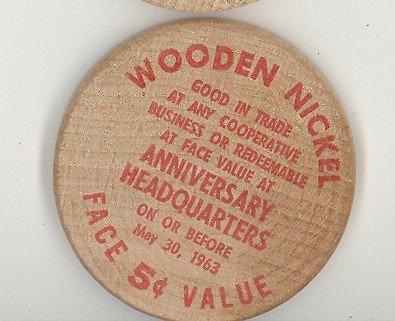 Ambler PA 75th Anniverary wooden nickel (red)