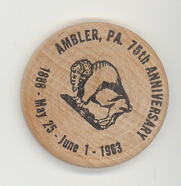 Ambler PA 75th Anniverary wooden nickel (black)