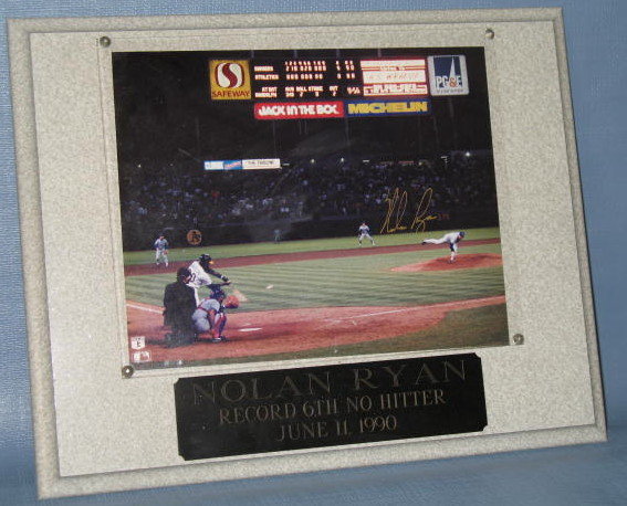 Nolan Ryan Record 6th No Hitter June 11, 1990 photo plaque