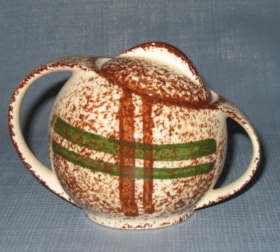 Blue Ridge (Southern) Pottery Rustic Plaid lidded sugar bowl