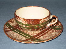 Blue Ridge (Southern) Pottery Rustic Plaid cup and saucer