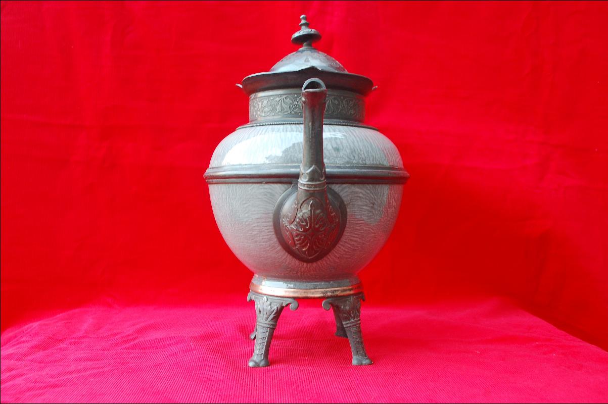 1800's Footed Graniteware and Pewter Coffee Pot