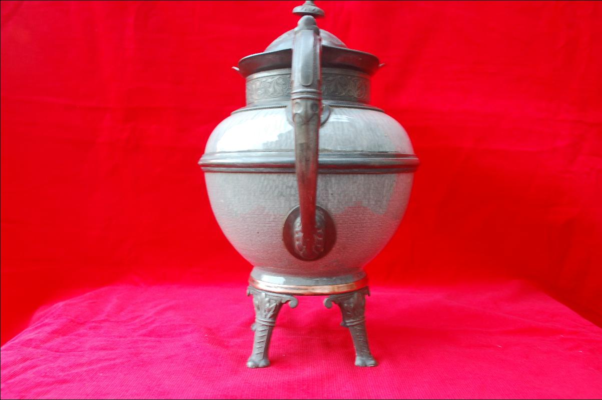 1800's Footed Graniteware and Pewter Coffee Pot