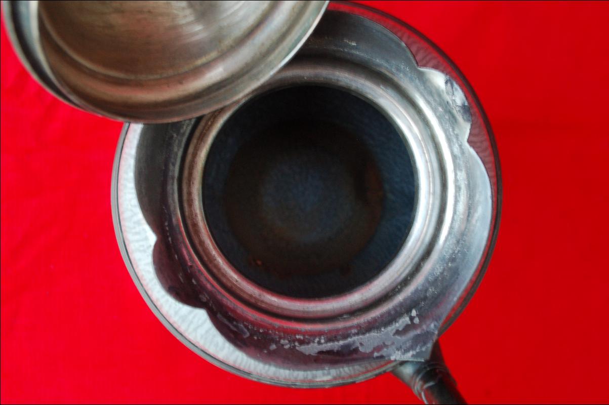 1800's Footed Graniteware and Pewter Coffee Pot