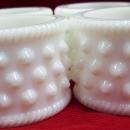 Set of Four Fenton Milk Glass Hobnail Napkin Rings