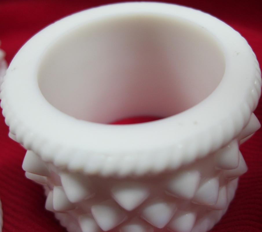 Set of Four Fenton Milk Glass Hobnail Napkin Rings
