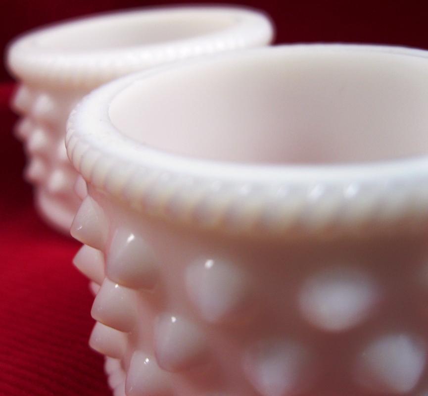 Set of Four Fenton Milk Glass Hobnail Napkin Rings