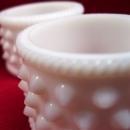 Set of Four Fenton Milk Glass Hobnail Napkin Rings