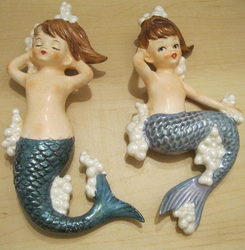 Nice Old Lefton Mermaids with Label and Numbered