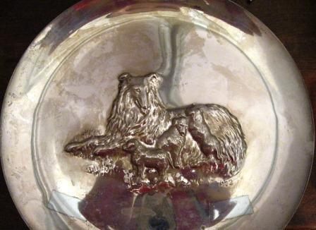 1972 Sterling Silver Mother's Day Plate by the Lincoln Mint Collie Dogs Mother and 3 Pups with Case