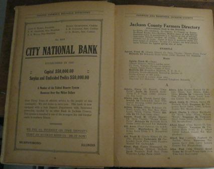 Prairie Farmer's Reliable Directory of Farmers and Breeders, Jackson and Williamson Counties Illinois