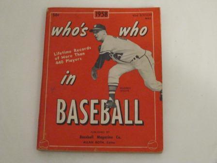 1958 Who's Who in Baseball featuring Warren Spahn, Ted Williams, Mickey Mantel, and Hank Aaron