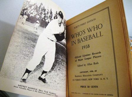 1958 Who's Who in Baseball featuring Warren Spahn, Ted Williams, Mickey Mantel, and Hank Aaron