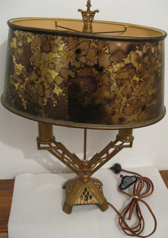 Art Deco Period Metal Base Lamp- Candelabra style