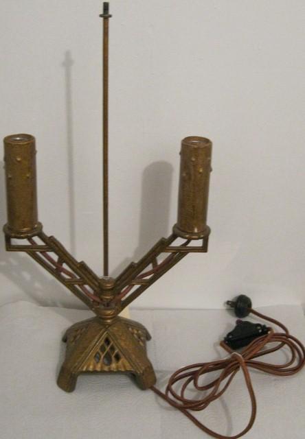 Art Deco Period Metal Base Lamp- Candelabra style