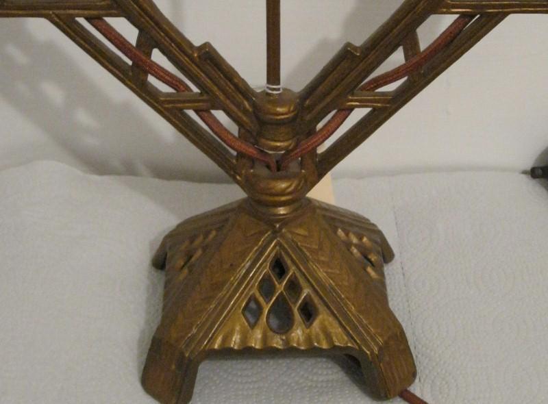Art Deco Period Metal Base Lamp- Candelabra style