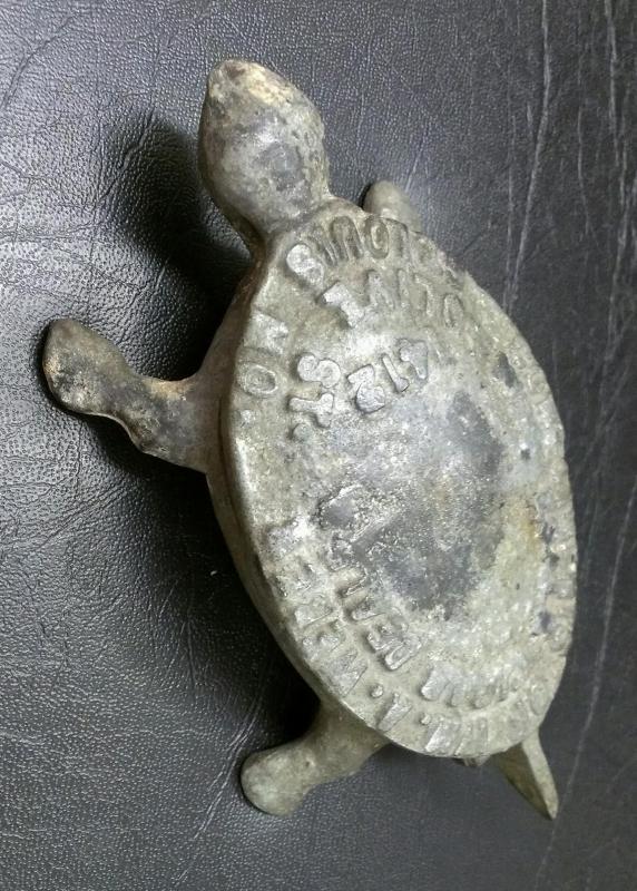 WM.A.WEBER WHOLESALE CIGAR DEALER ST LOUIS MO ADVERTISING CAST IRON FIGURAL TURTLE ASHTRAY