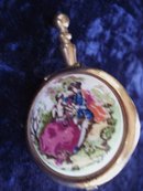 Purse Portable Ashtray Brass/Porcelain Limoge
