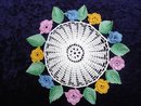 Superb Vintage Lace Doily Figural 3 D Roses