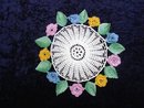 Superb Vintage Lace Doily Figural 3 D Roses