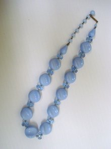Antique Art Glass Necklace Sky Blue