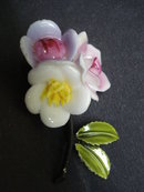 Coro Porcelain Broach Roses