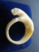 Polar Bear Ring Carved from Bone By Eskimos