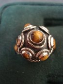 Unique Vintage Sterling Ring Tigers Eye Poison Ring