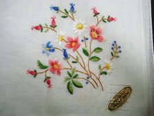 Handkerchief Hanky Hankie Floral Embroidery