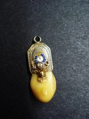 Elk Tooth Watch Fob Silver and Diamond