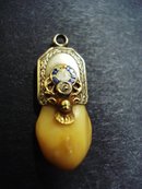 Elk Tooth Watch Fob Silver and Diamond