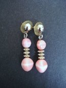 Vintage Glass Earrings Pink Glass and Silver Beads