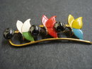 Antique Brooch Floral Colourfull Gift Holiday