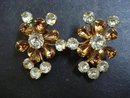 Impressive Vintage Earrings Clip Style Golden Amber Tone Signed Avon