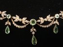 Antique Lavaliere Necklace Victorian 9c Gold and Peridot Stones