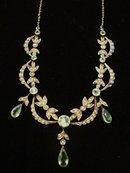 Antique Lavaliere Necklace Victorian 9c Gold and Peridot Stones