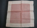 Vintage Handkerchief - Coral Tone - Plaid Trim New Condition
