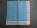 Vintage Handkerchief - Sea Blue Tone - Purple and Coral Trim - New Condition