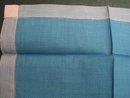 Vintage Handkerchief - Sea Blue Tone - Purple and Coral Trim - New Condition