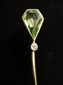 Gold Victorian Stickpin Stick Pin Peridot and Diamond