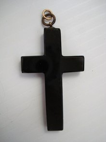 Antique Black Jet Cross - Large