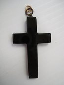 Antique Black Jet Cross - Large