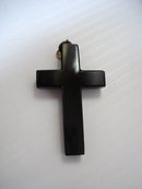 Antique Black Jet Cross - Large