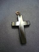 Antique Black Jet Cross - Large