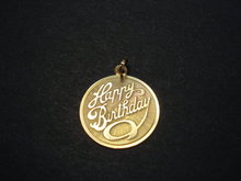 Stunning Vintage Gold Medallion Pendant or Charm - Happy Birthday