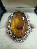 Citrine Ladies Ring - Silver - Antique