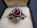 Glorious Sterling Silver Ring Cabochon Garnet Stone