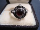 Glorious Sterling Silver Ring Cabochon Garnet Stone