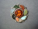 Fabulous Antique Scottish Silver and Agate Brooch