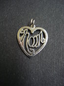 Heart Shape Sterling Silver Pendant - MOM